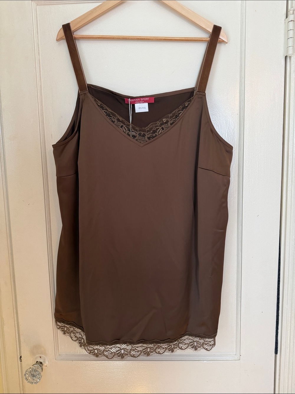 Marina Rinaldi Brown Lace-Trim Camisole